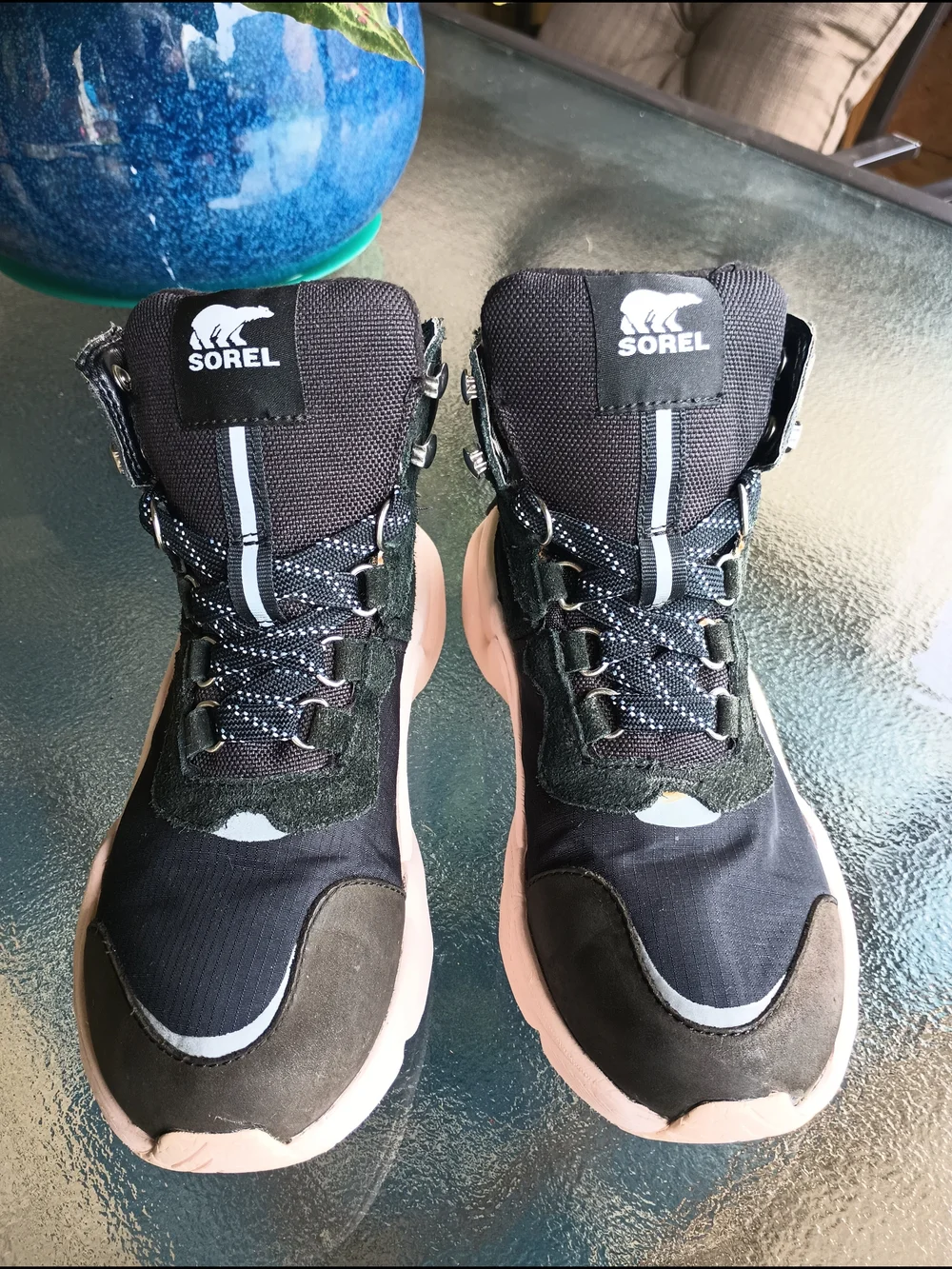 Sorel Kinetic RNEGD Conquest Waterproof Boots Black/Sea Salt Sz 6 Winter Sporty